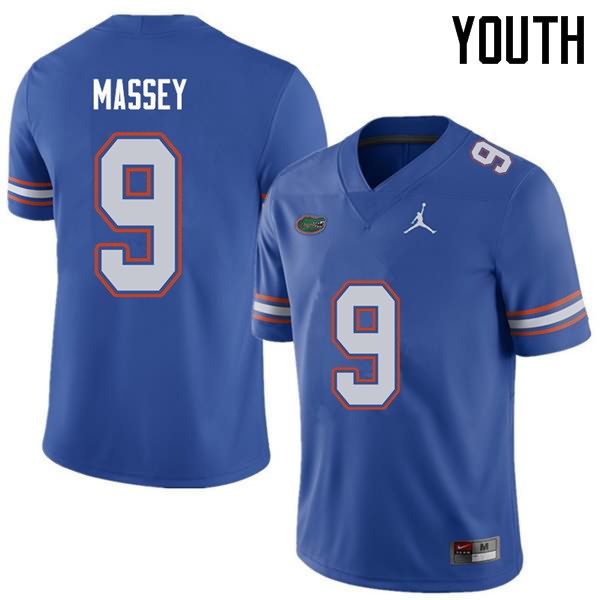 NCAA Florida Gators Dre Massey Youth #9 Jordan Brand Royal Stitched Authentic College Football Jersey JPZ5164CM